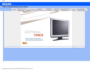 Bedienungsanleitung Philips 190C8FS LCD monitor