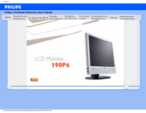 Bedienungsanleitung Philips 190P6ES LCD monitor