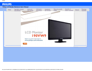 Manual de uso Philips 190VW9FB Monitor de LCD