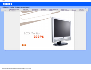 Manual de uso Philips 200P6IG Monitor de LCD