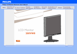 Bedienungsanleitung Philips 200VW8FB LCD monitor