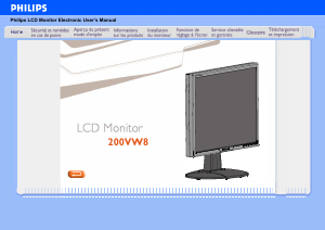 Mode d’emploi Philips 200VW8FB Moniteur LCD