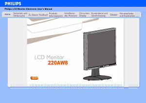 Bedienungsanleitung Philips 220AW8FB LCD monitor