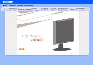 Bedienungsanleitung Philips 220WS8FB LCD monitor