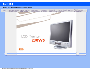 Mode d’emploi Philips 230W5BS Moniteur LCD