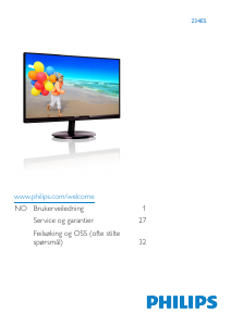 Bruksanvisning Philips 234E5QHAB LCD-skjerm