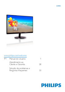 Manual Philips 234E5QHAB Monitor LCD