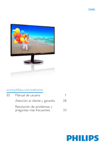 Manual de uso Philips 234E5QHAB Monitor de LCD