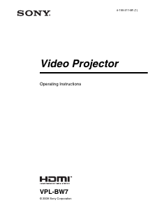 Manual Sony VPL-BW7 Projector