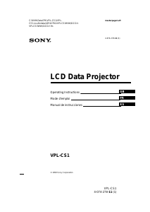 Mode d’emploi Sony VPL-CS1 Projecteur