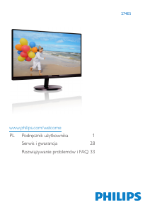 Instrukcja Philips 274E5QHAW Monitor LCD