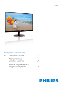 Manual Philips 274E5QHAW Monitor LCD