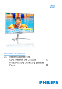 Bedienungsanleitung Philips 276E7QDSW LCD monitor