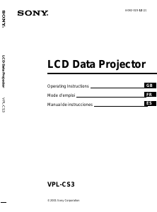 Mode d’emploi Sony VPL-CS3 Projecteur