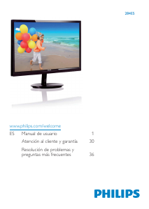 Manual de uso Philips 284E5QHAD Monitor de LCD