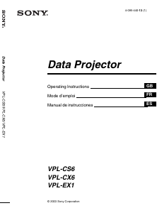 Mode d’emploi Sony VPL-CS6 Projecteur