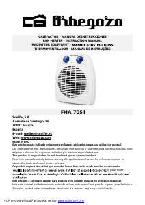 Manual Orbegozo FHA 7051 Heater