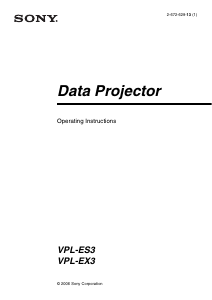 Manual Sony VPL-EX3 Projector