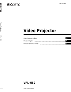Mode d’emploi Sony VPL-HS2 Projecteur