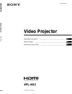 Manual Sony VPL-HS3 Projector