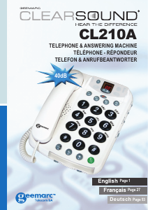 Mode d’emploi Geemarc CL210A Téléphone