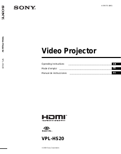 Mode d’emploi Sony VPL-HS20 Projecteur