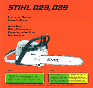 Handleiding Stihl 029 Kettingzaag