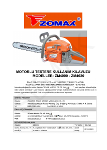 Kullanım kılavuzu Zomax ZM4000 Motorlu testere