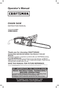 Manual Craftsman CMECS600 Chainsaw