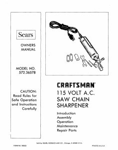 Manual Craftsman 572.36578 Chainsaw Chain Sharpener