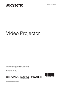 Manual Sony VPL-VW80 Projector