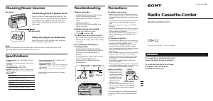 Manual Sony CFM-12 Cassette Recorder