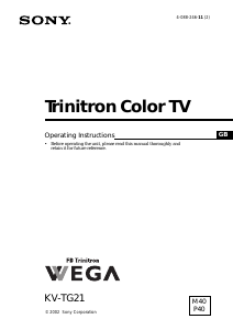 Manual Sony KV-TG21M40 Television