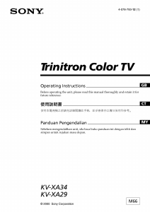 Manual Sony KV-XA29M66 Television