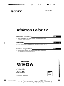 Manual Sony KV-AR21M61 Television