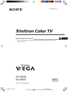 Manual Sony KV-AR25M31 Television