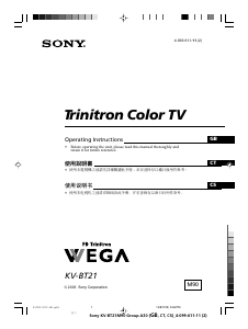 Manual Sony KV-BT21M90 Television