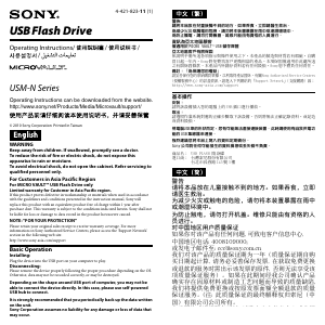 Manual Sony USM8GN USB drive