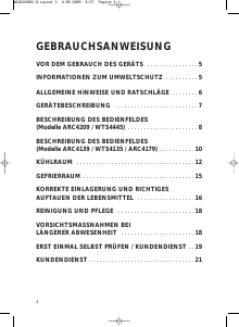 Bedienungsanleitung Whirlpool ARC 4139 Kühl-gefrierkombination