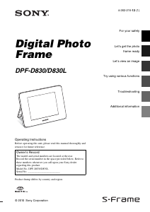 Handleiding Sony DPF-D830 Digitale fotolijst