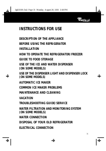 Manual Whirlpool ARG 477 Fridge-Freezer