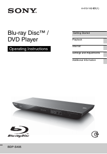 Manual Sony BDP-S495 Blu-ray Player