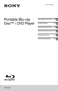 Mode d’emploi Sony BDP-SX1 Lecteur de blu-ray