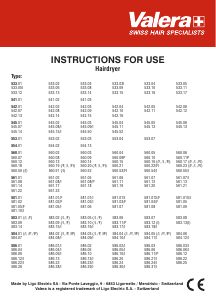 Manuale Valera Swiss Nano 6000 Asciugacapelli