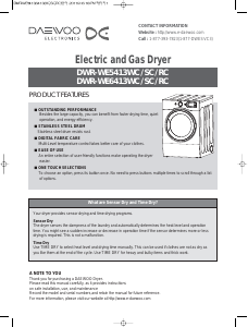 Manual Daewoo DWR-WE6413WC Dryer