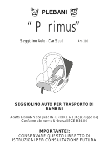 Manuale Plebani Primus Seggiolino per auto