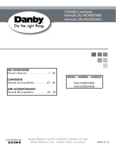 Mode d’emploi Danby DAC250EB3WDB Climatiseur