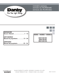 Manual de uso Danby DDW18D1ESS Lavavajillas