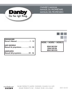 Mode d’emploi Danby DDW18D1EW Lave-vaisselle