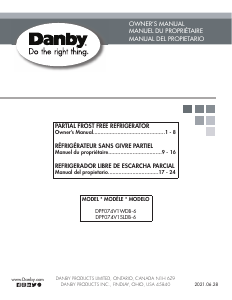 Manual de uso Danby DPF074V1WDB-6 Frigorífico combinado